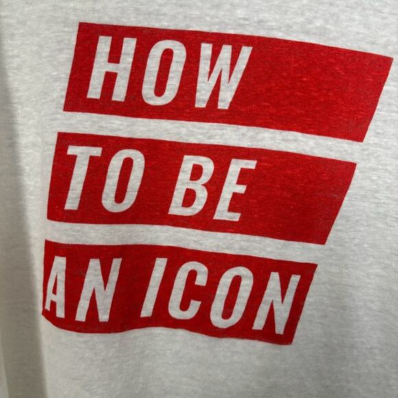 Zara W/B ‘How To Be Icon’ Graphic Tee Red Ringer White Shirt Women’s Large - Picture 5 of 5